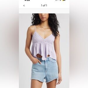 BP Lilac Crochet Trim Top
